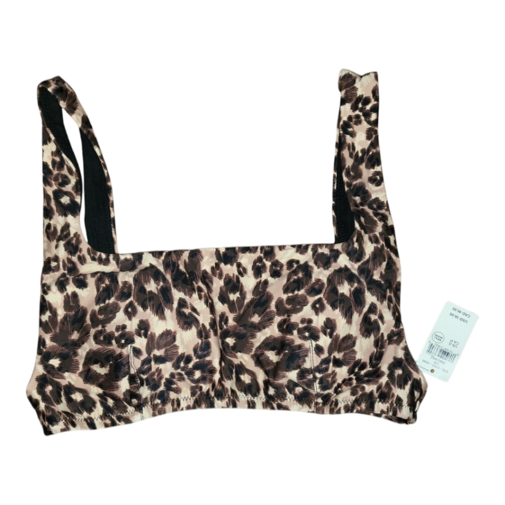 💕Aerie Leopard Print scoop style bikini top‎ size S NEW